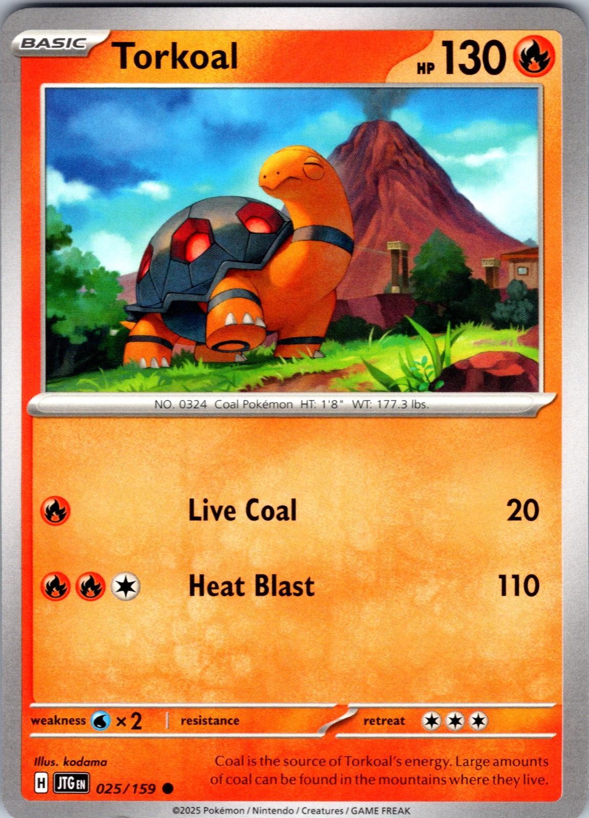 Torkoal 025/159 Common Journey Together Pokemon Near Mint