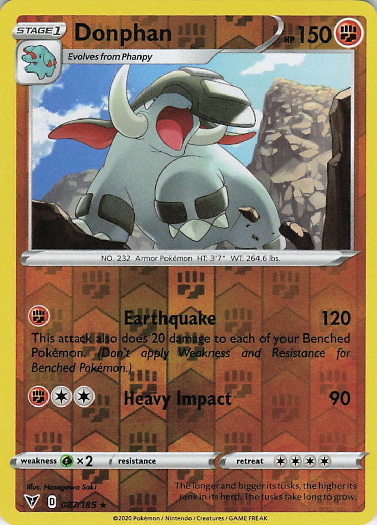 Donphan Rare SWSH04: Vivid Voltage 087/185 LP Reverse Holo
