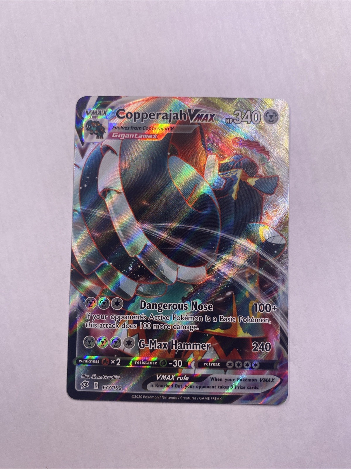 Pokémon TCG Copperajah VMAX Rebel Clash 137/192 Holo Ultra Rare
