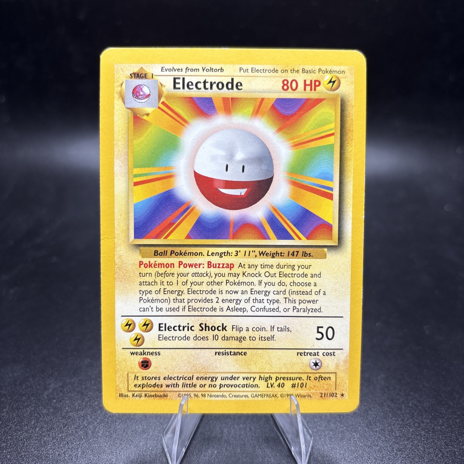 Pokemon Vintage Card TCG Electrode 21/102 Base Set Rare 1999 WoTC MP -j