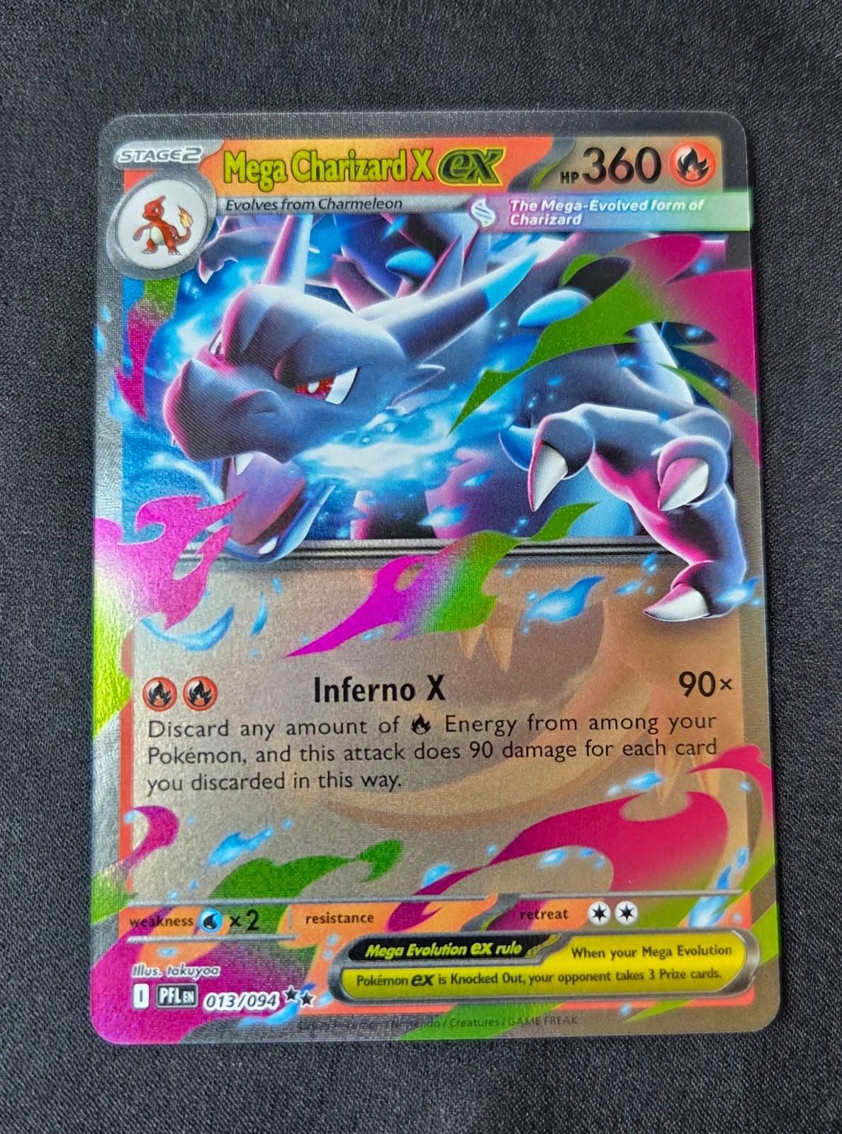 Mega Charizard X ex 013/094 Holo Double Rare Pokemon ME02: Phantasmal Flames NM