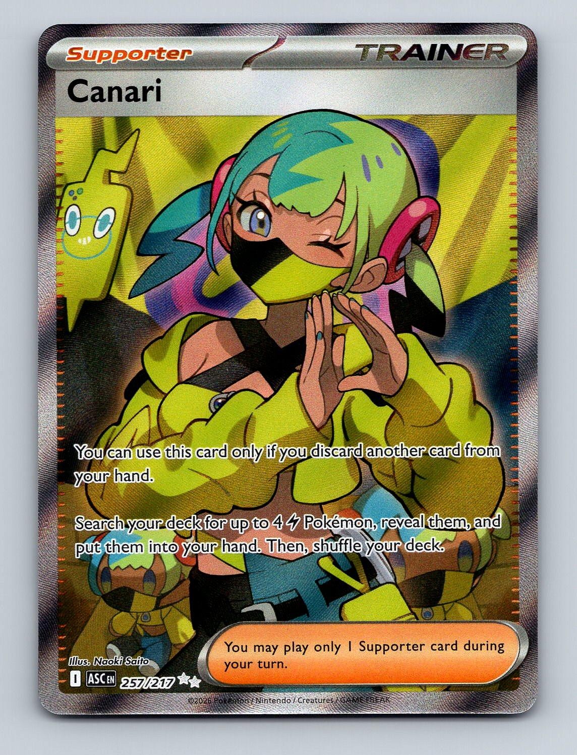 Canari 257/217 Ultra Rare Ascended Heroes Pokemon Holo Near Mint