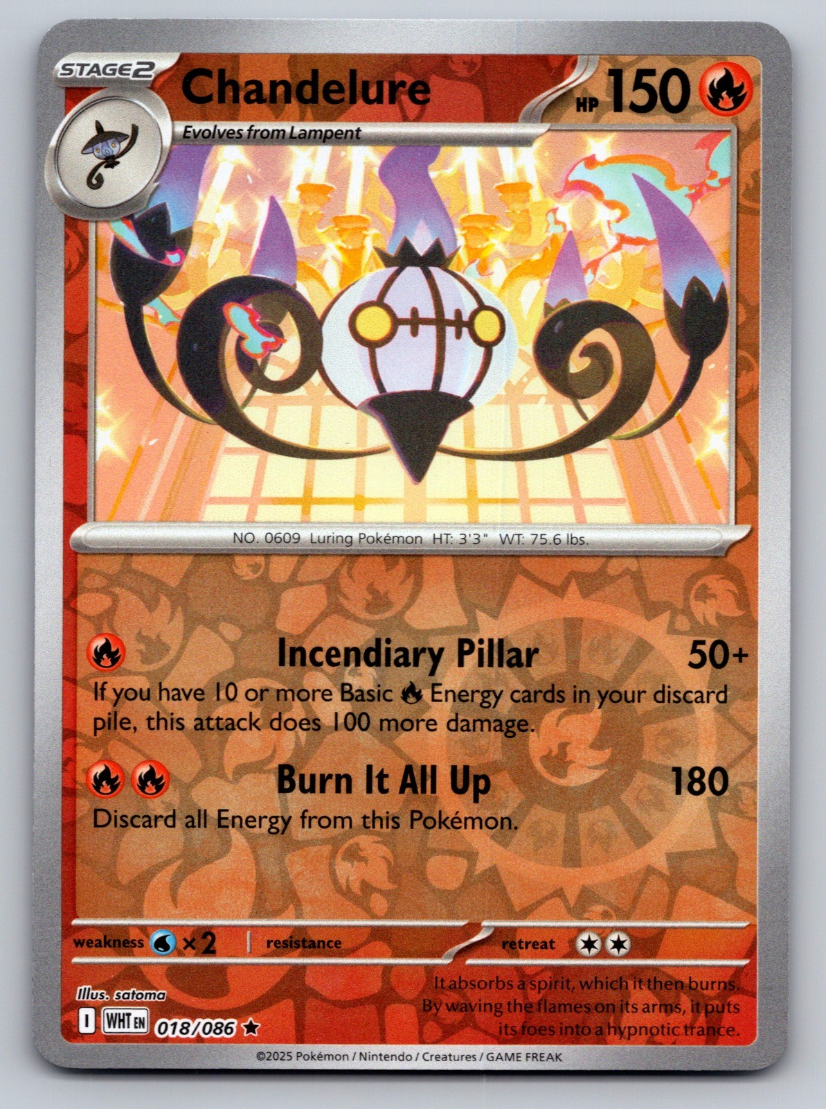 Chandelure Reverse Holo Uncommon SV03: Obsidian Flames 038/197 NM