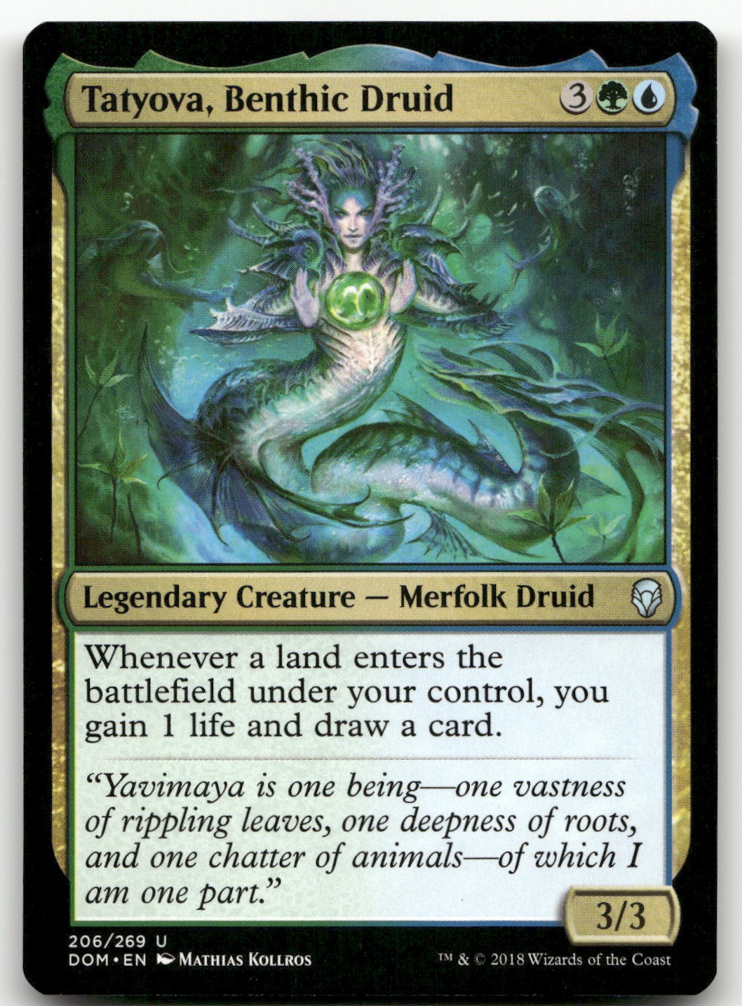 Tatyova, Benthic Druid #206 (NM) Dominaria DOM Magic MTG