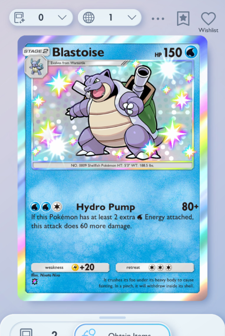 Pokemon TCG POCKET – Blastoise Shiny 1⭐, Celestial Guardians, English