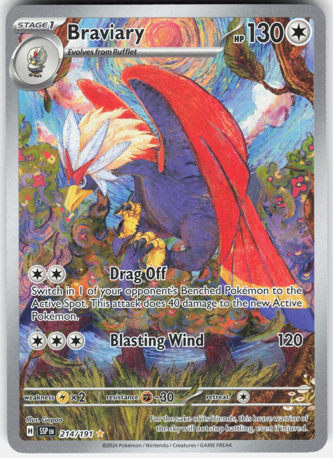 Braviary 214/191 Illustration Rare Surging Sparks Pokemon Holo Near Mint