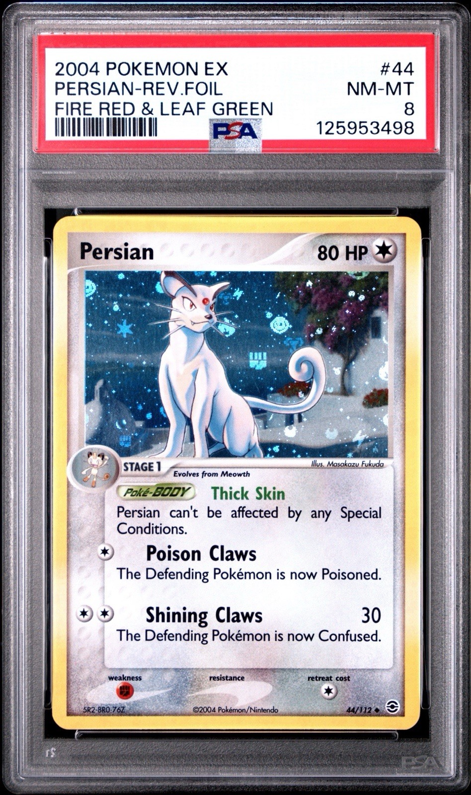 Pokemon Persian Reverse Holo EX Fire Red & Leaf Green 44 PSA 8