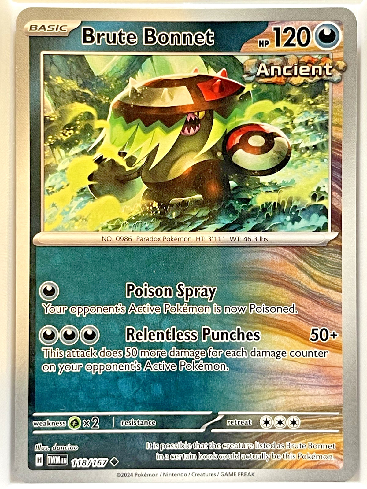 Pokemon Brute Bonnet 118/167 SV06: Twilight Masquerade Non-Holo Pack Fresh – NM