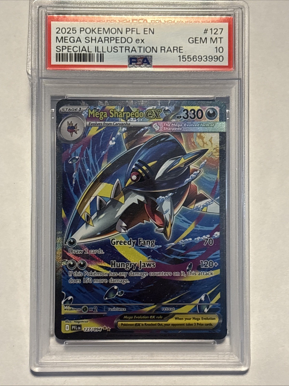 PSA 10 Mega Sharpedo EX 127/094 Phantasmal Flames SIR Pokemon TCG