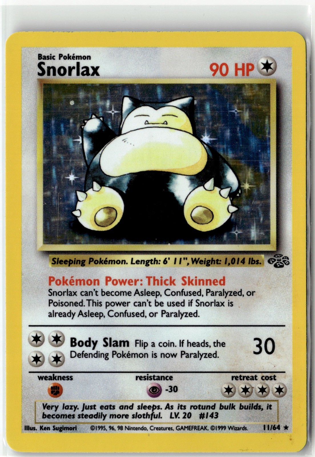Snorlax (11) Holo Rare Jungle 11/64 Unlimited Holo NM
