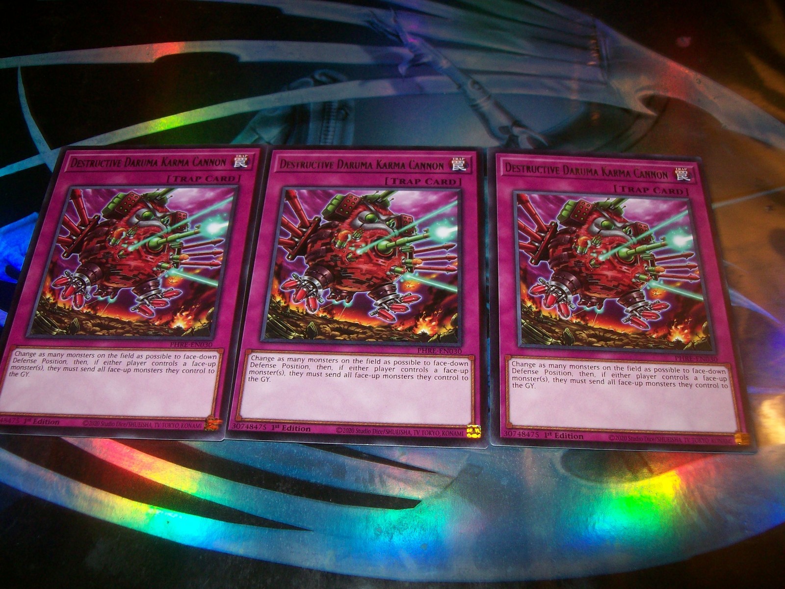 3x Destructive Daruma Karma Cannon 1st Edition Rare PHRE-EN030 Yu-Gi-Oh!