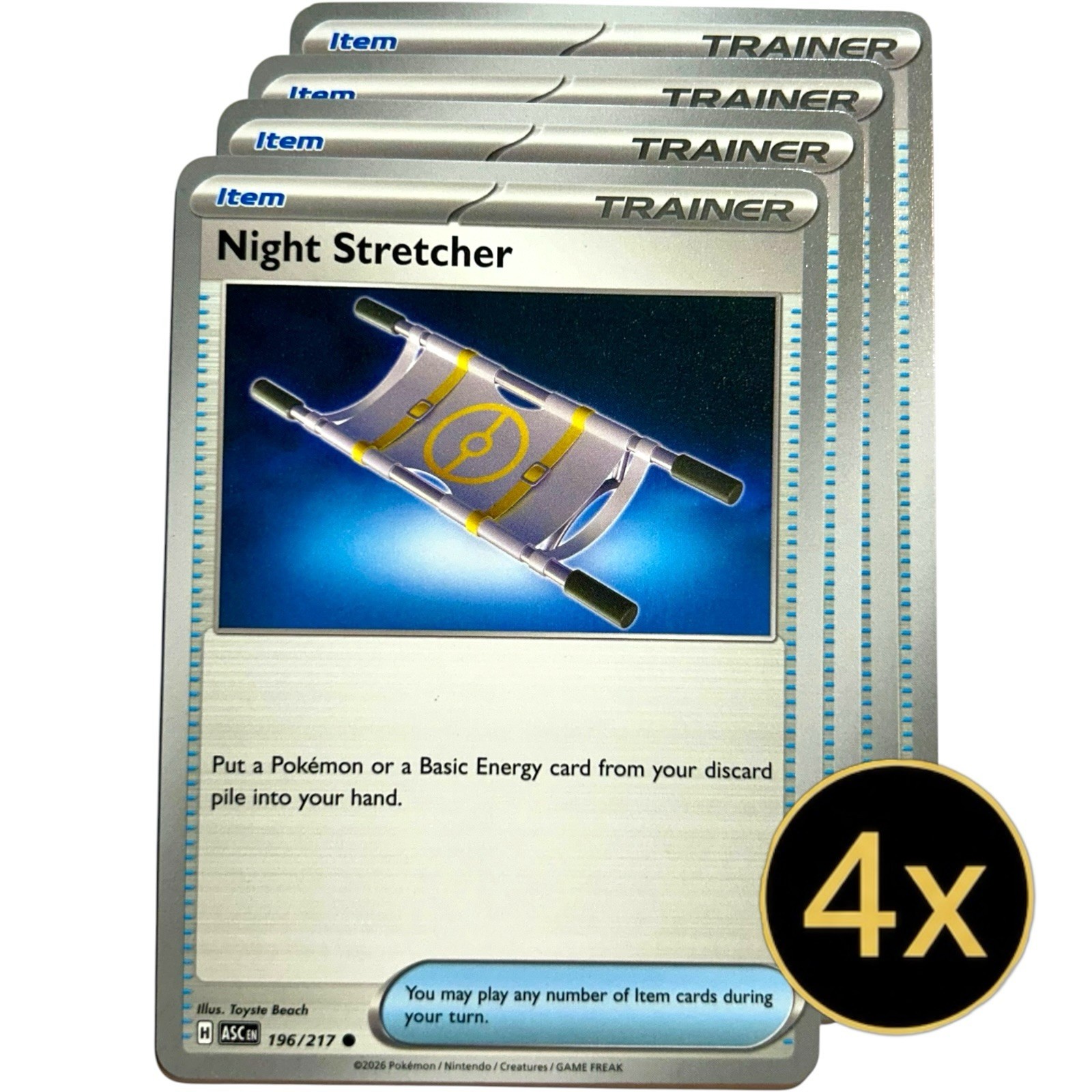 4x Night Stretcher ASC Pokemon Playset NM #196/217