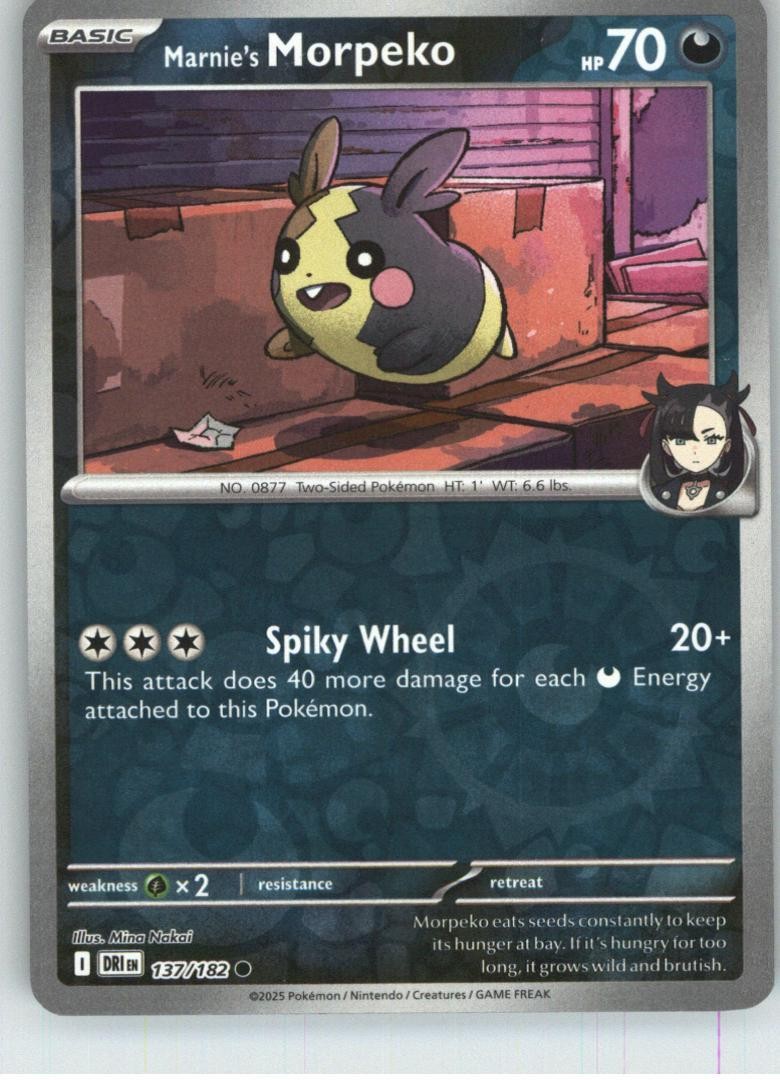Marnie’s Morpeko 137/182 Common Destined Rivals Pokemon Reverse Holo Near Mint
