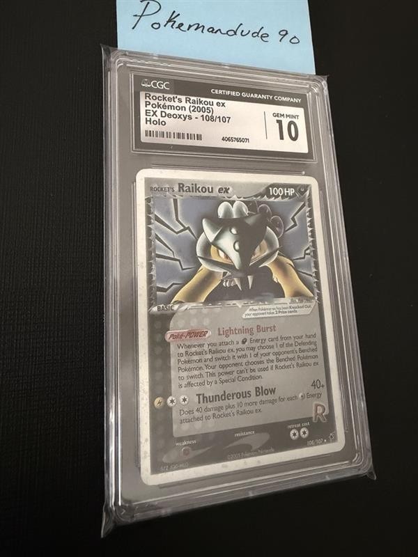CGC 10 GEM MINT Pokemon Rocket’s Rakou ex #108/107 EX Deoxys 2005 Ultra Rare