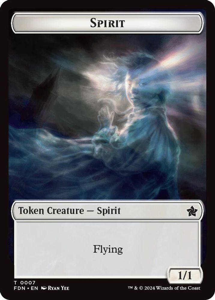 2024 MTG: FDN – Spirit Cat 0001 Doubled Sided Token (#1 // 7, T, Near Mint)