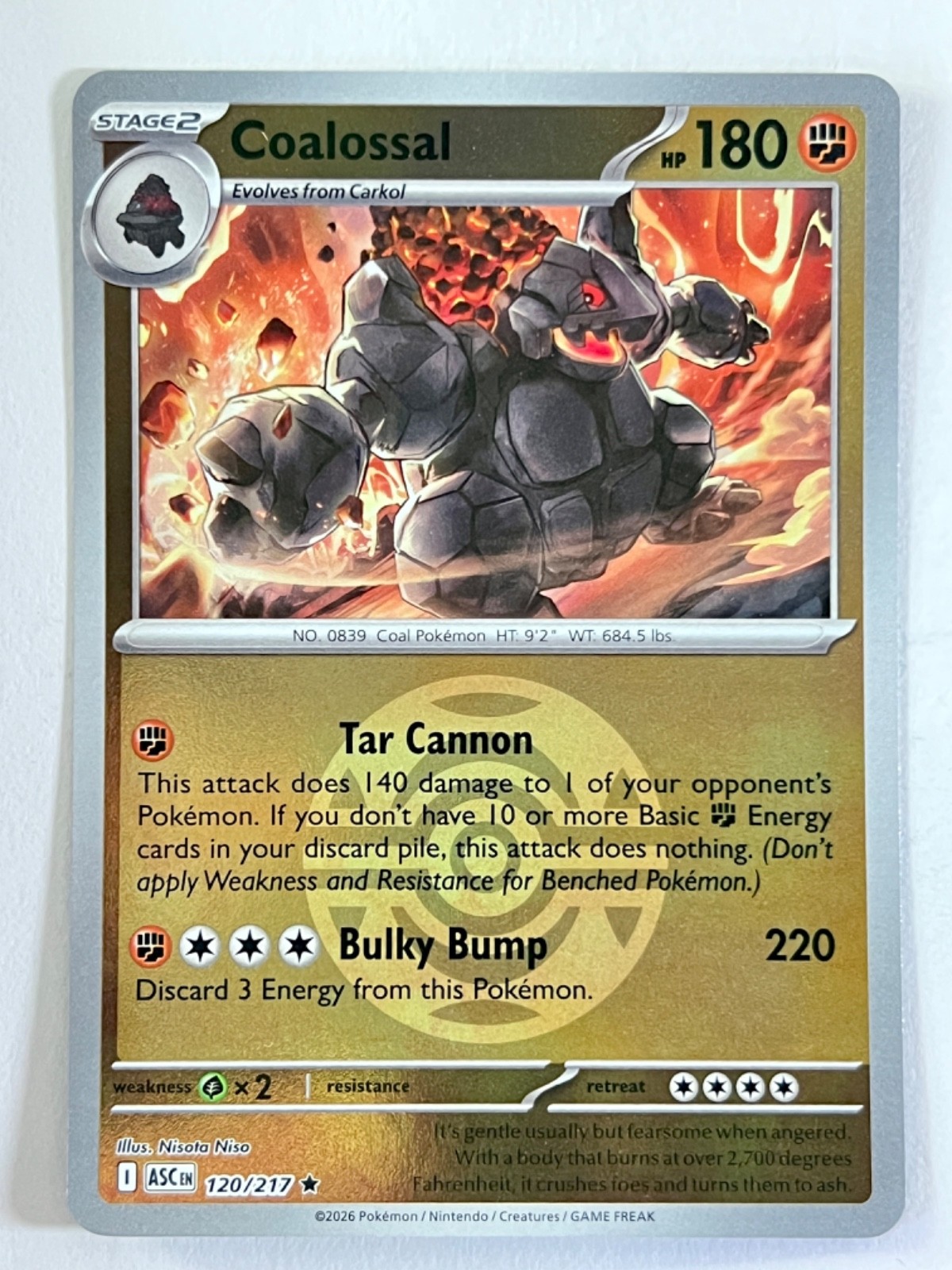 Coalossal 120/217 Reverse Holo Dusk Ball Ascended Heroes Pokemon – Near Mint NM