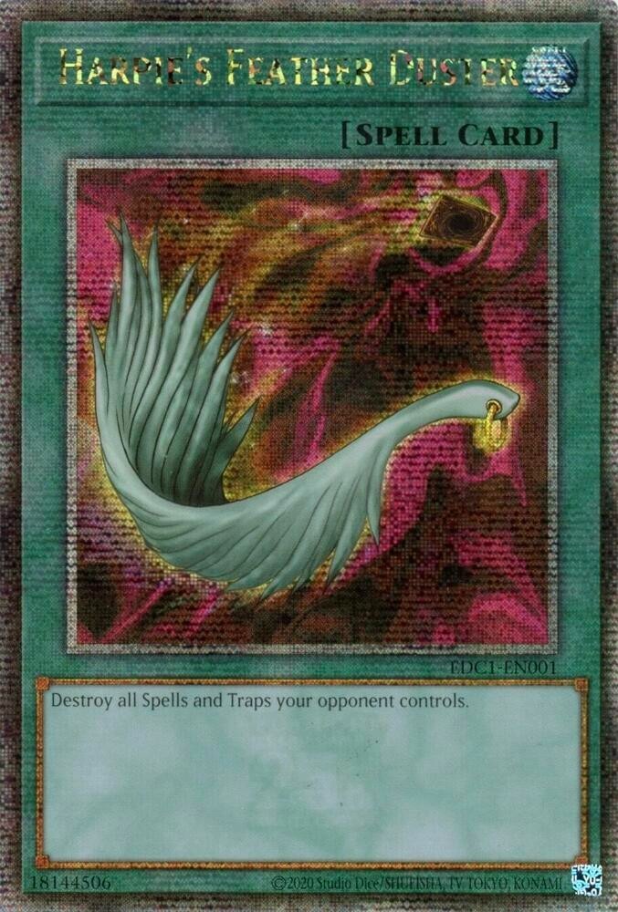 Harpie’s Feather Duster QCR EDC1-EN001 Quarter Century Secret Rare Ink Error NM