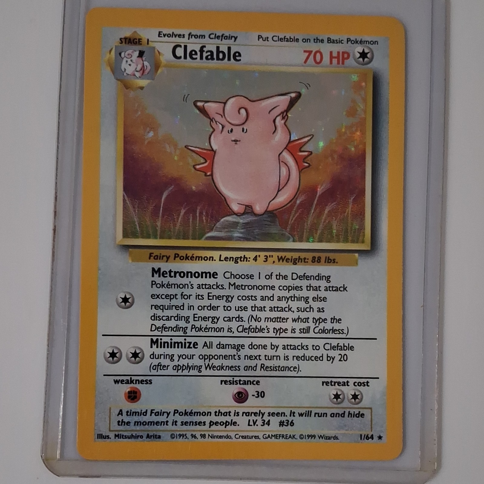 Clefable 01/64 Holo *MINT – NEAR MINT* *NO JUNGLE SYMBOL* Pokemon WotC 1999 🪄✨✨