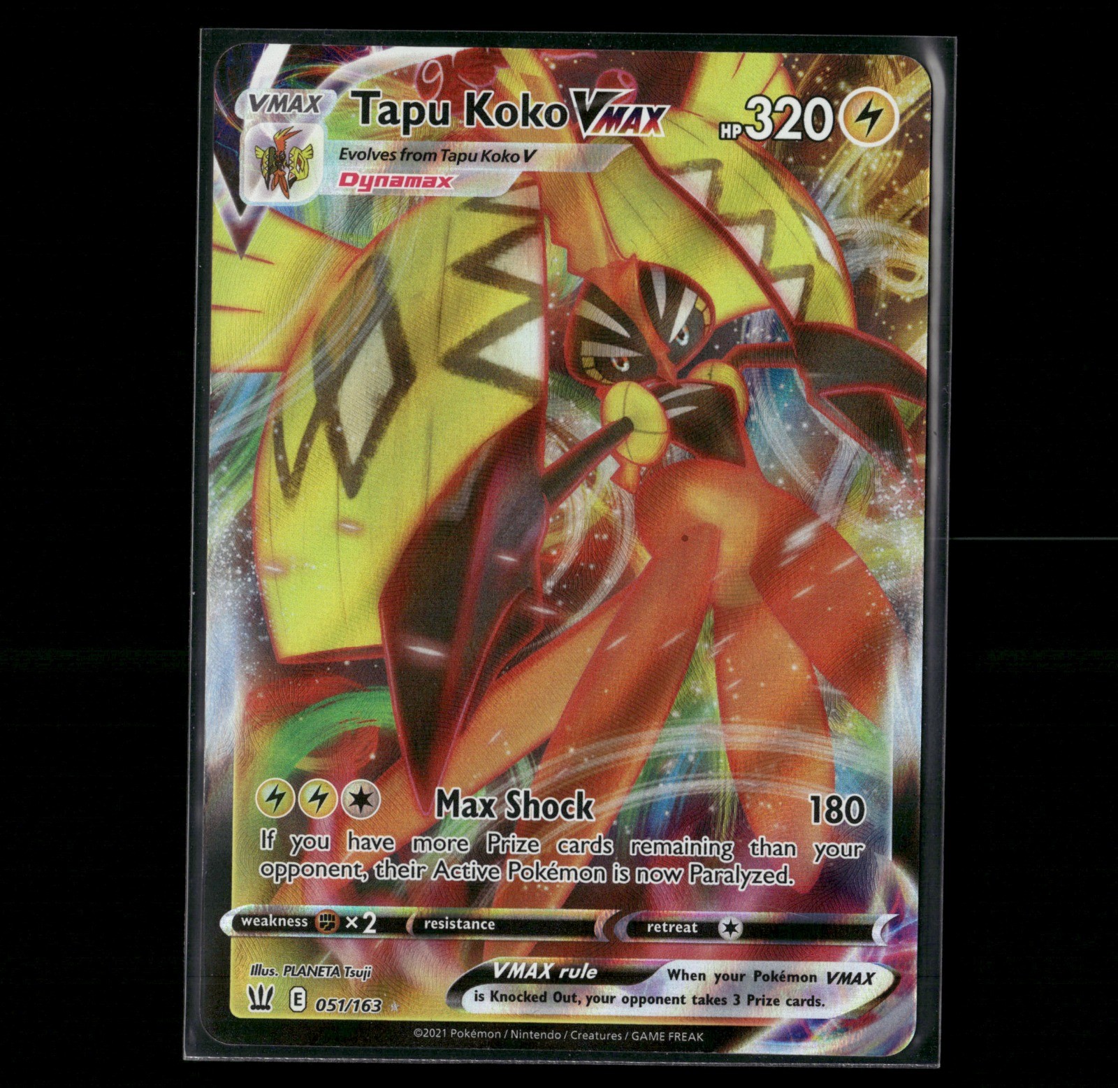 Tapu Koko VMAX Ultra Rare Holo 051/163 Battle Styles 2021 NM PLANETA Tsuji