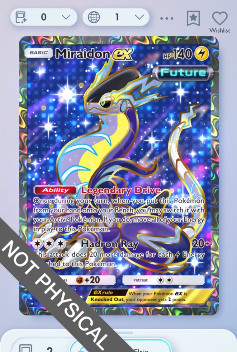 Pokemon TCG POCKET – Miraidon Full Art 2⭐, Paradox Drive, English
