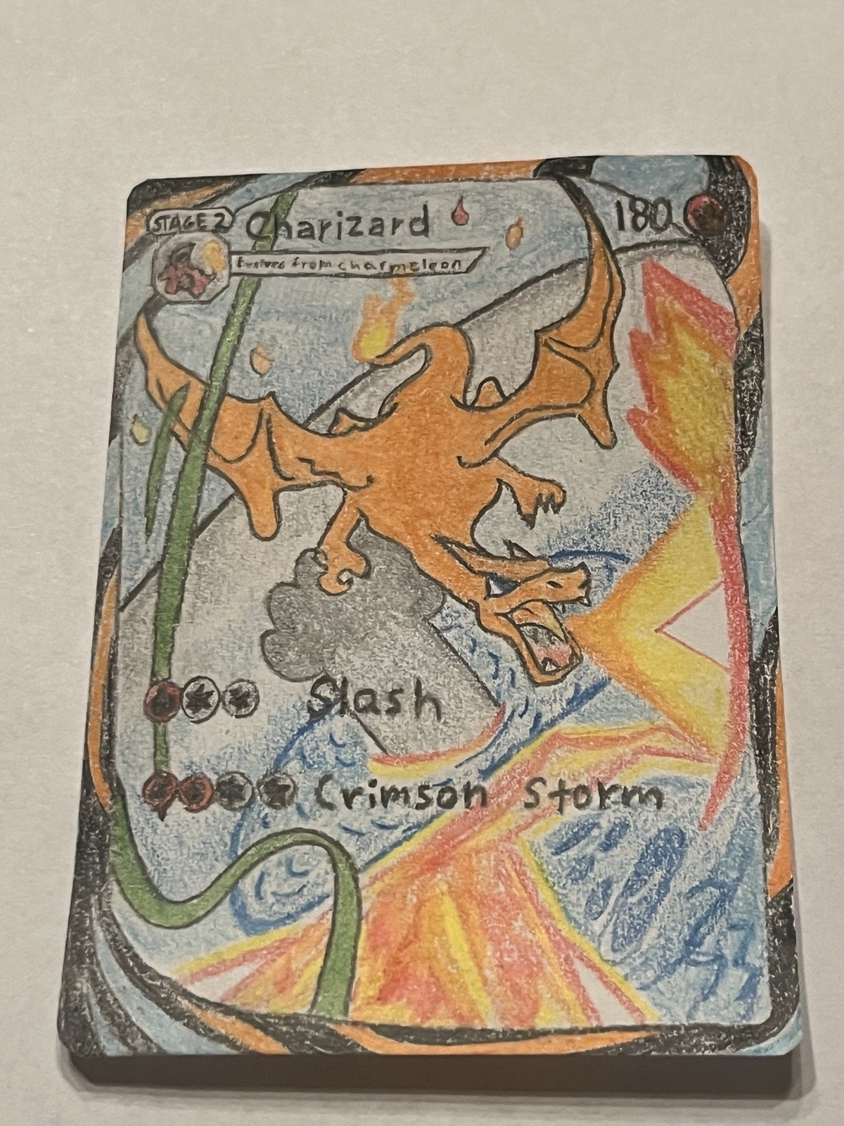 Pokemon Pocket Charizard Immersive Rare #280 Hand Drawn Art Color Pencil Drawing
