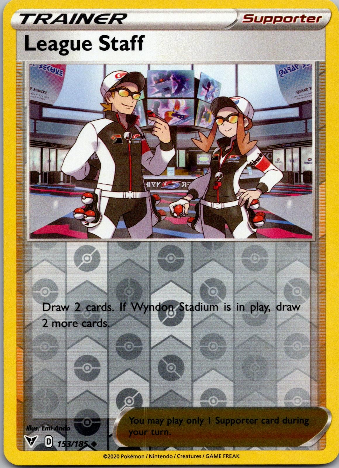 League Staff 153/185 Uncommon Vivid Voltage Pokemon Reverse Holo Near Mint