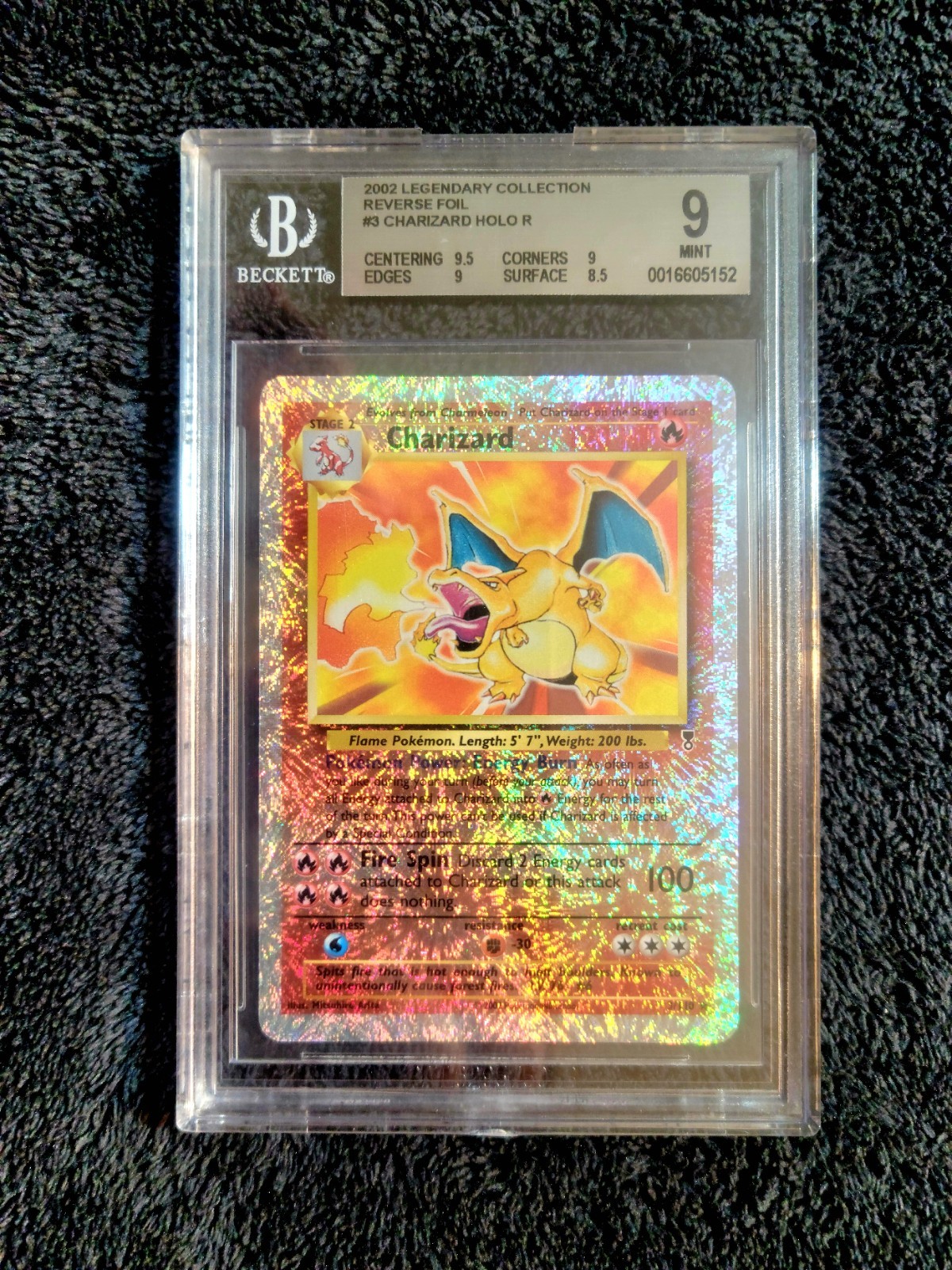 🔥2002 Pokémon Legendary ~LC~ #3/110 REVERSE Holo Charizard BGS 9 MINT🔥