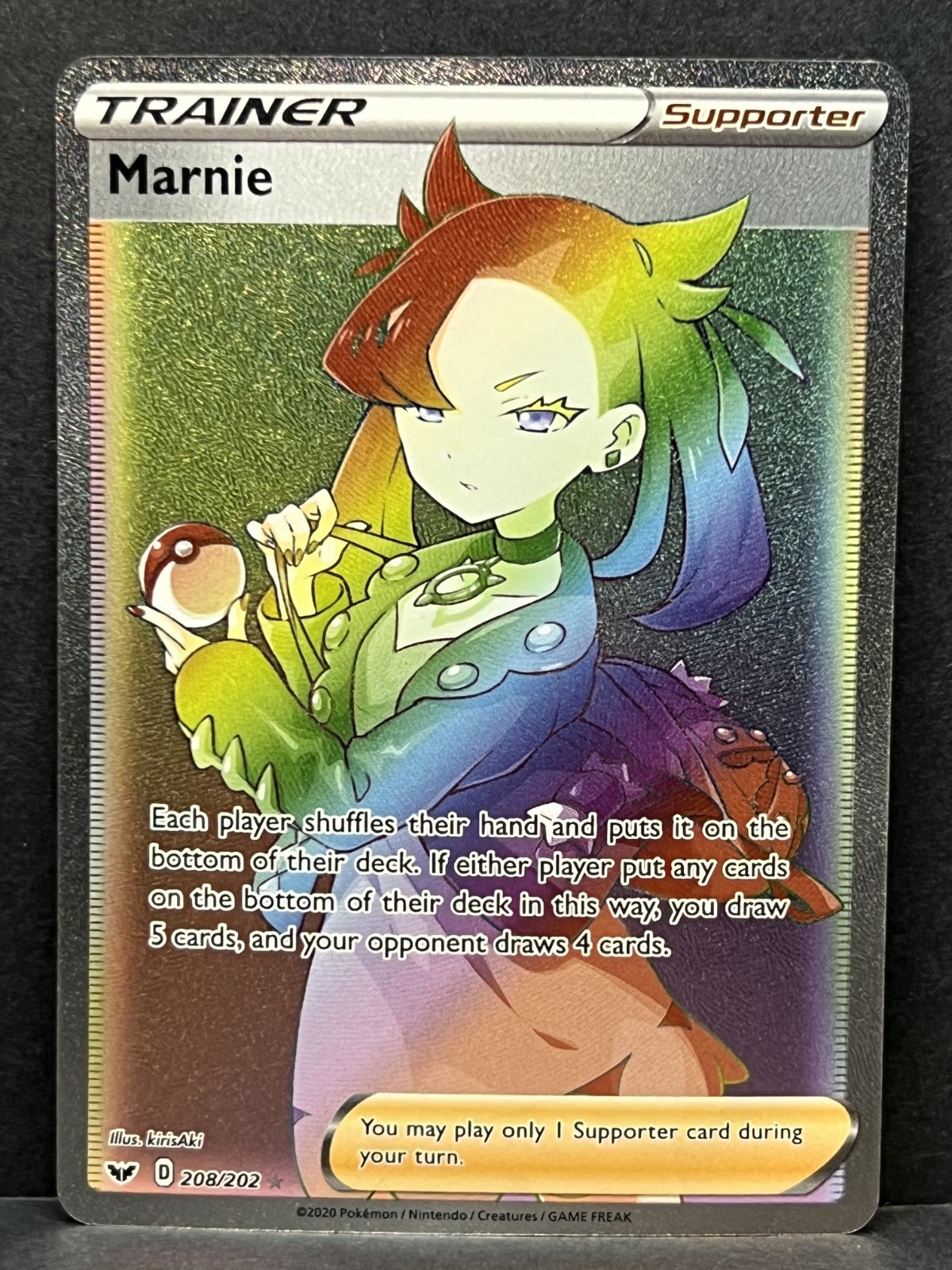 Marnie 208/202 Secret Rare Rainbow Full Art Trainer Sword & Shield Pokemon – NM