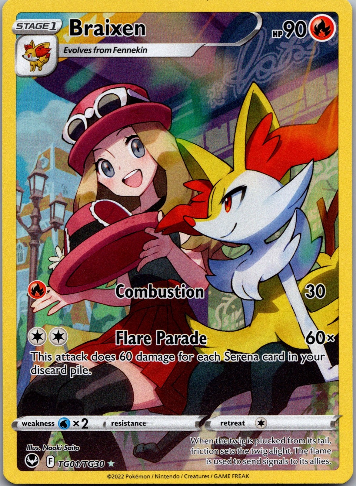 Braixen Holo Ultra Rare SWSH12: Silver Tempest Trainer Gallery TG01/TG30 NM