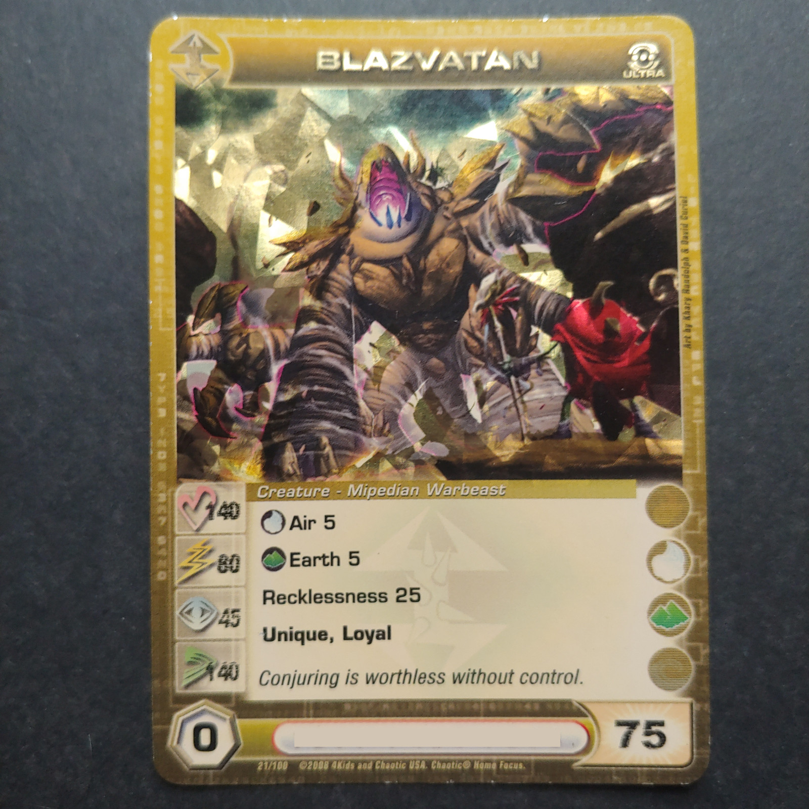 Blazvatan (Select Your Stats!) Ultra Rare Foil Silent Sands 21/100 Chaotic TCG