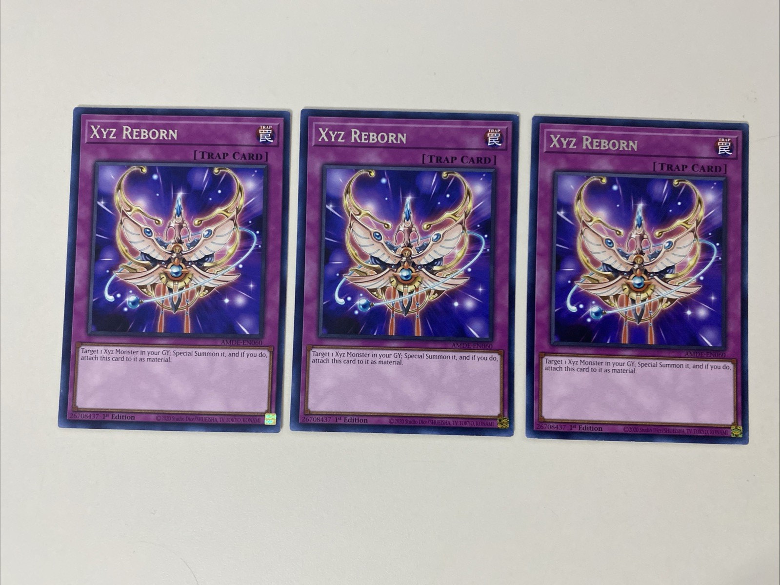 Yugioh – XYZ Reborn x 3 – 1st Edition Rare LP – Plus Free Holo Card