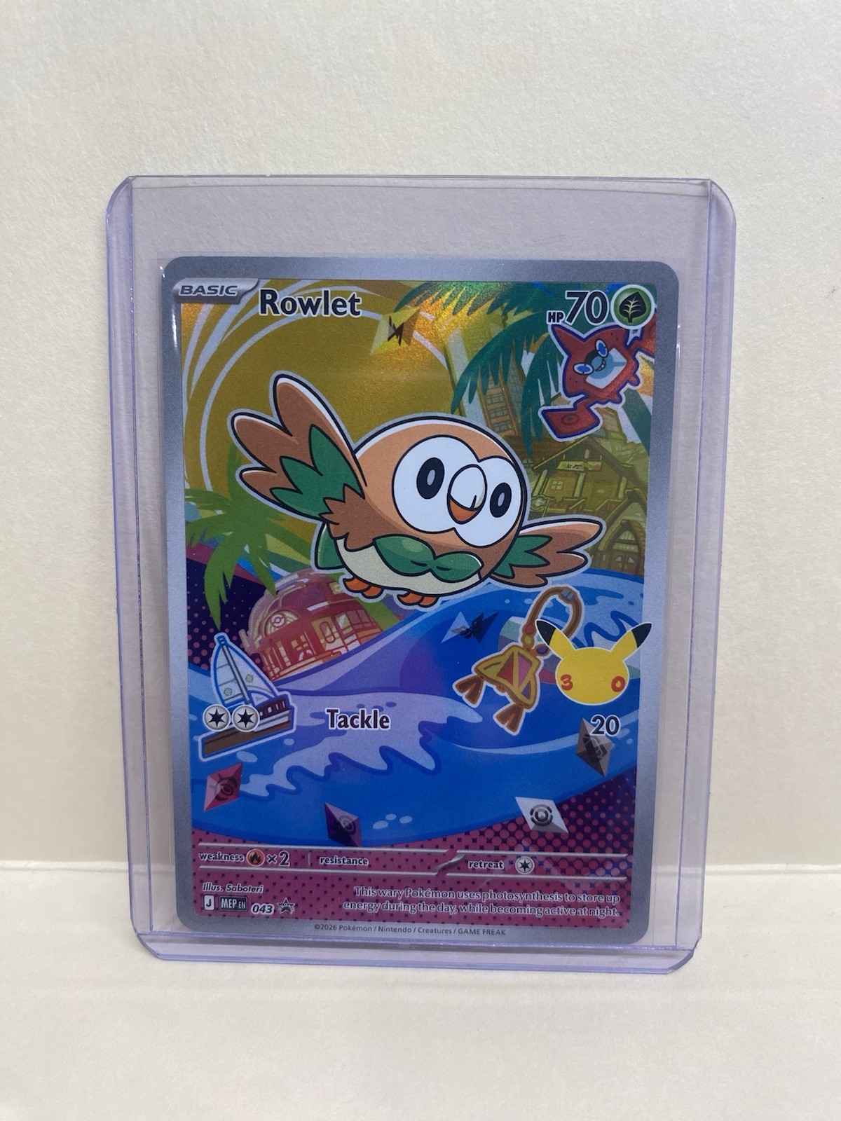 Rowlet 043 Pokemon First Partner Pack 30th Anniversary Stamp Promo NM