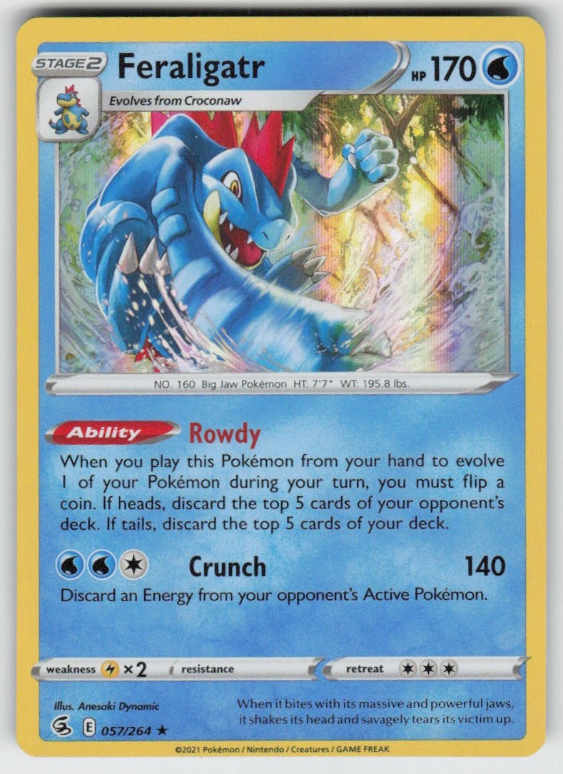 GGC – 3 Holo Feraligatr 057/264 Holo Rare SWSH08: Fusion Strike