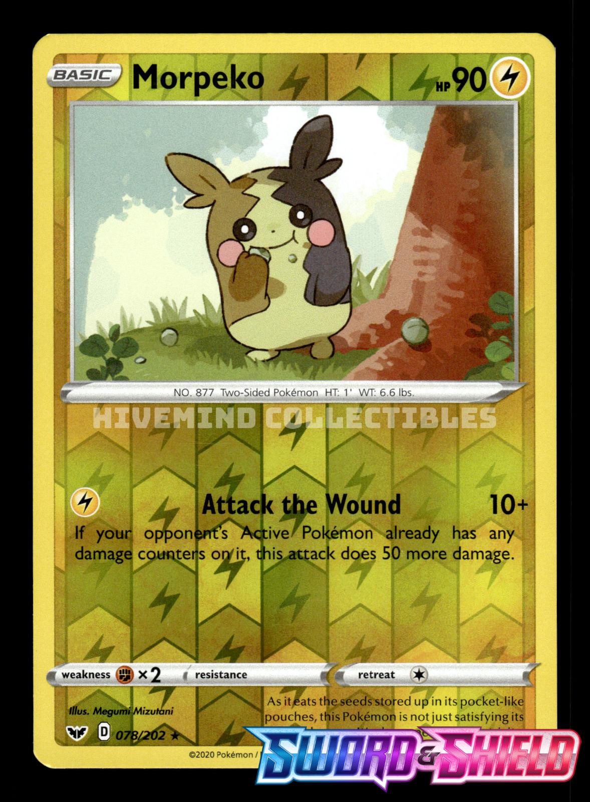 Morpeko 078/202 SWSH Base Set Reverse Holo Pokemon Card
