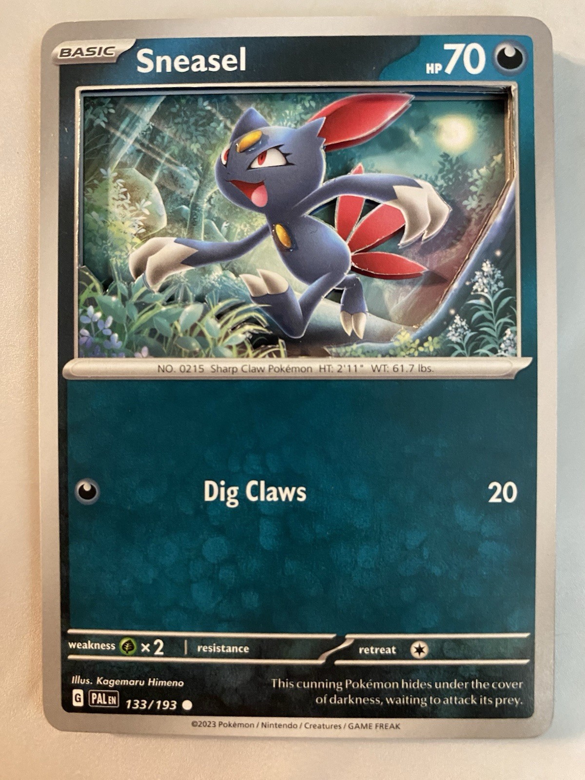 Pokémon Sneasel “3D” 3 Layered Cards, Hand Cut and Assembled (133/193)