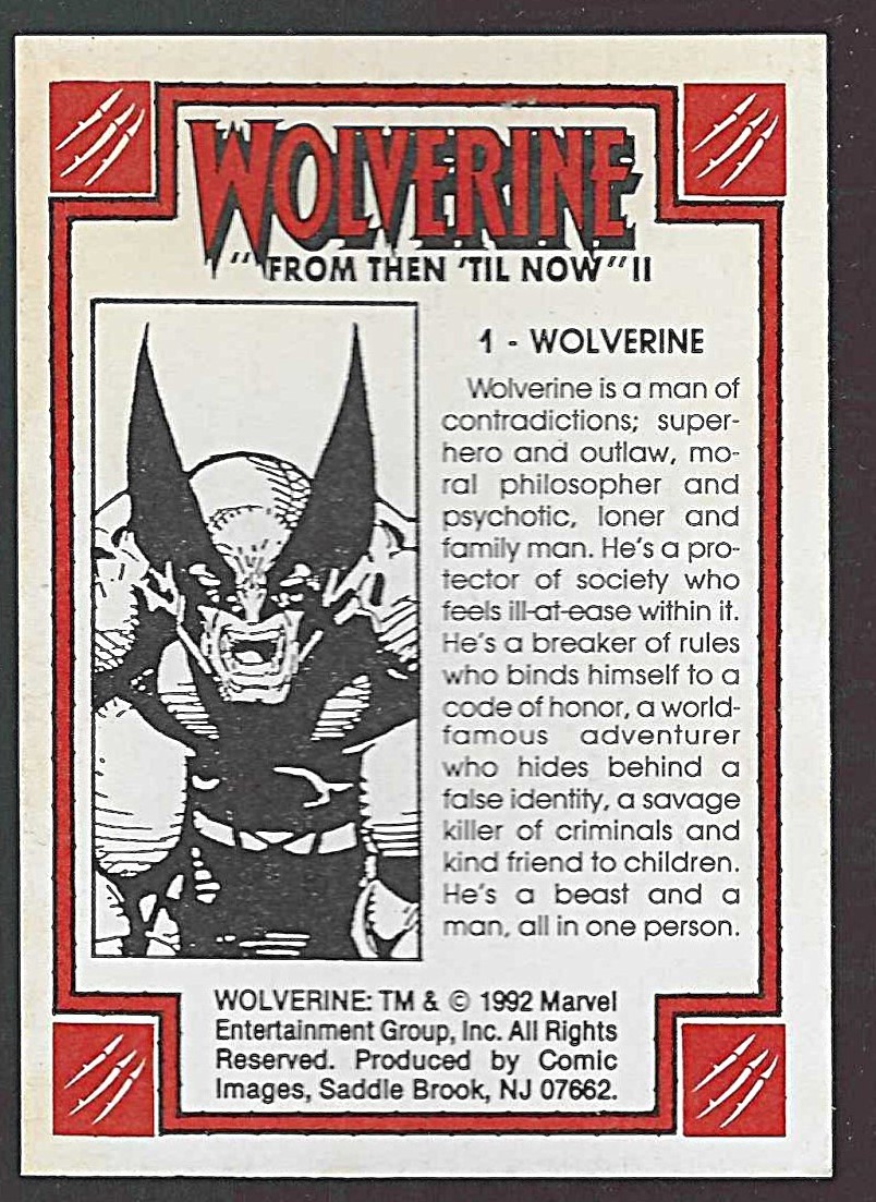 #1 Wolverine 1992 Comic Images Wolverine From Then ‘Til Now II X-Men Card