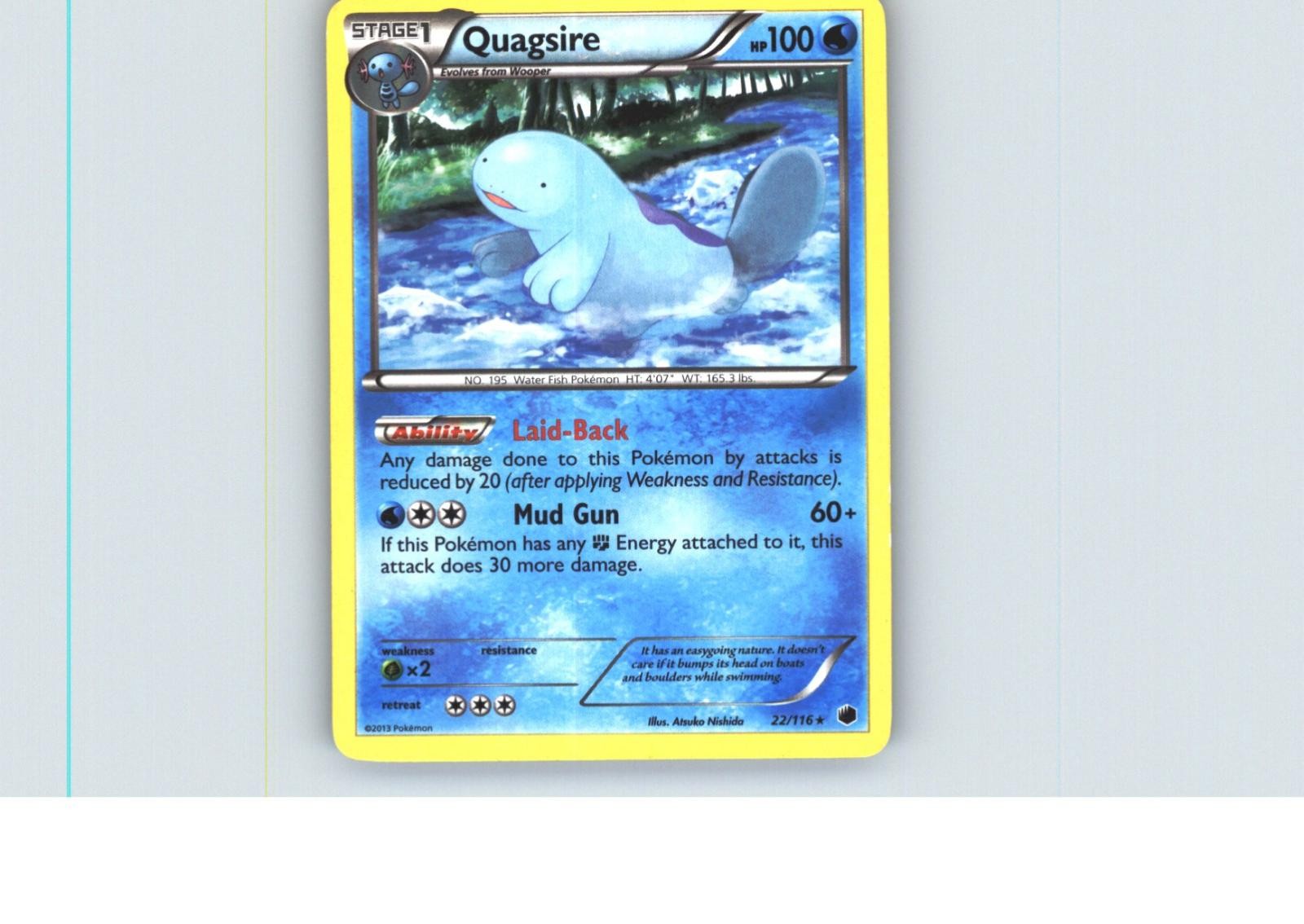 Quagsire 22/116 Rare Plasma Freeze Pokemon Lightly Played