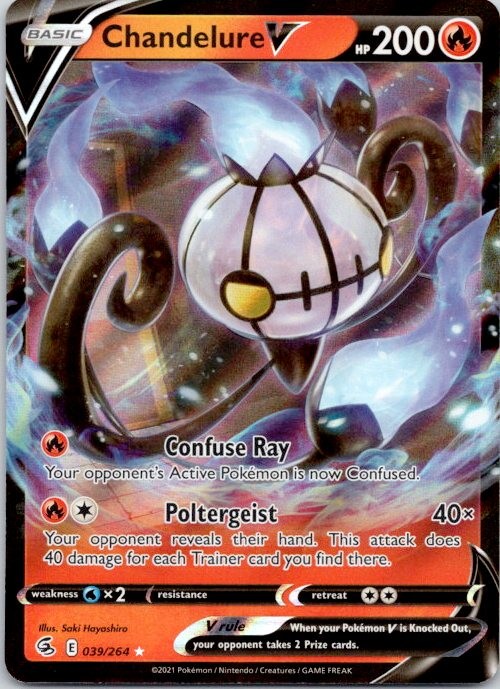 Chandelure V Ultra Rare SWSH08: Fusion Strike 039/264 NM