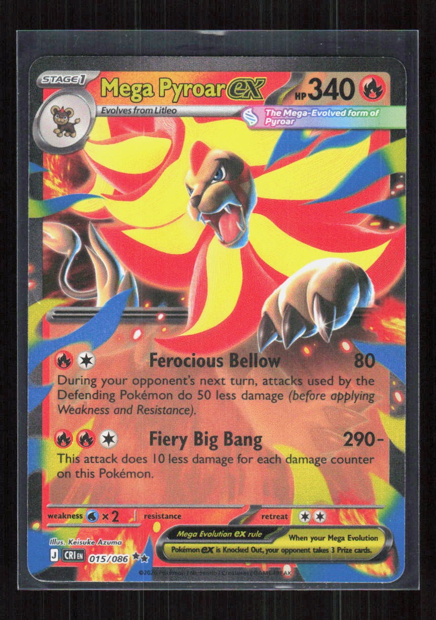 Mega Pyroar ex Holo 015/086 ME04: Chaos Rising Double Rare NM