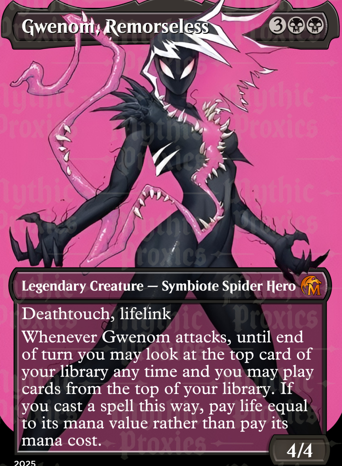 Gwenom, Remorseless High Quality Custom Altered Art Playtest Proxy Card