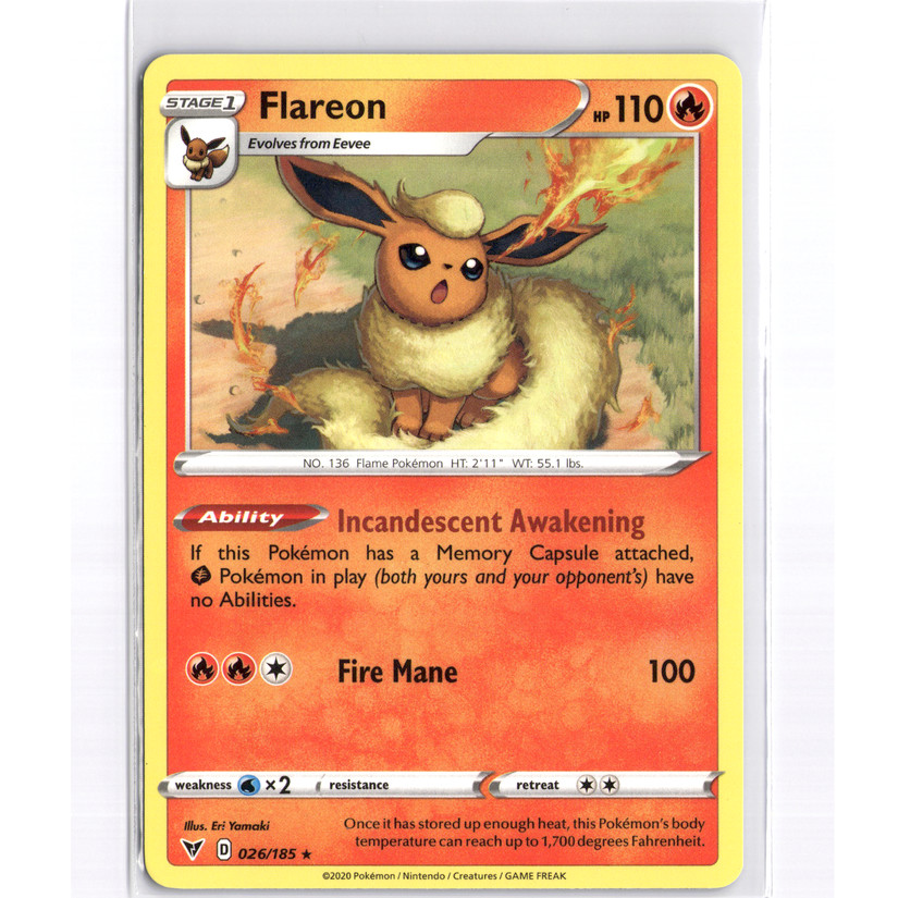 Flareon Rare – 026/185 – SWSH04: Vivid Voltage – NM