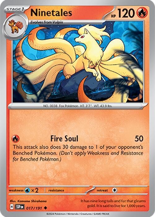 Ninetales #017/191 Sv08 Surging Sparks Uncommon Reverse Holo Pokemon TCG NM