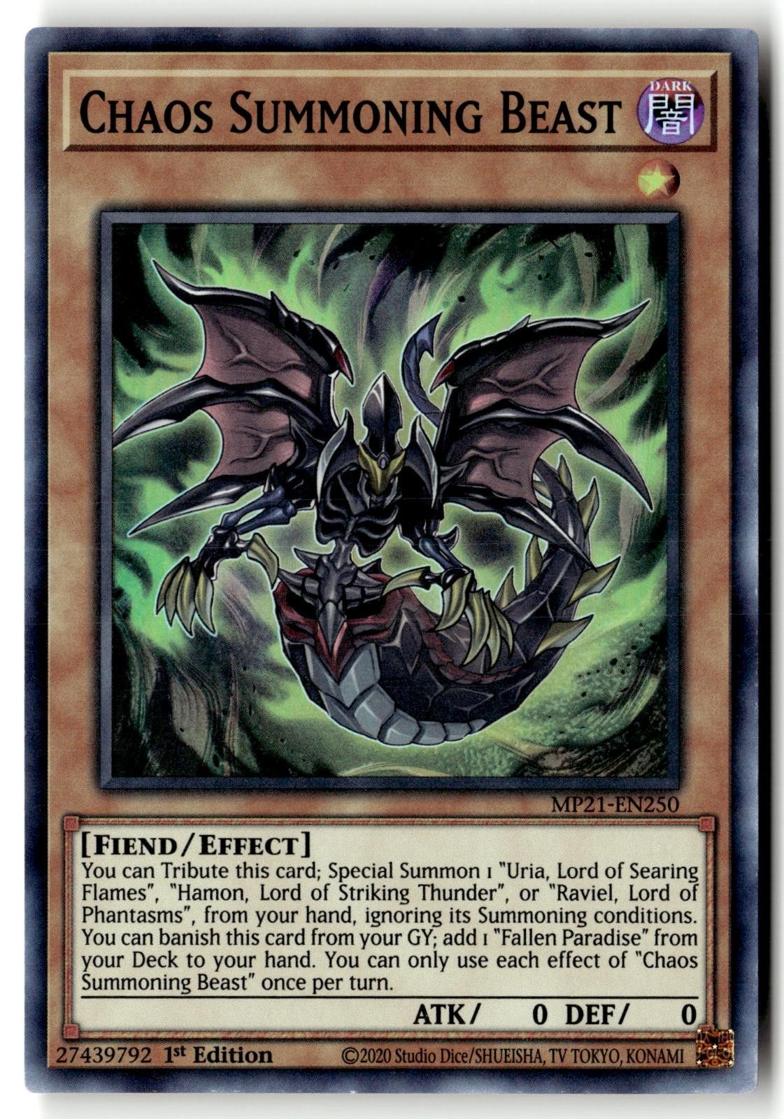 Chaos Summoning Beast MP21-EN250 2021 Tin of Ancient Battles Yu-Gi-Oh MP