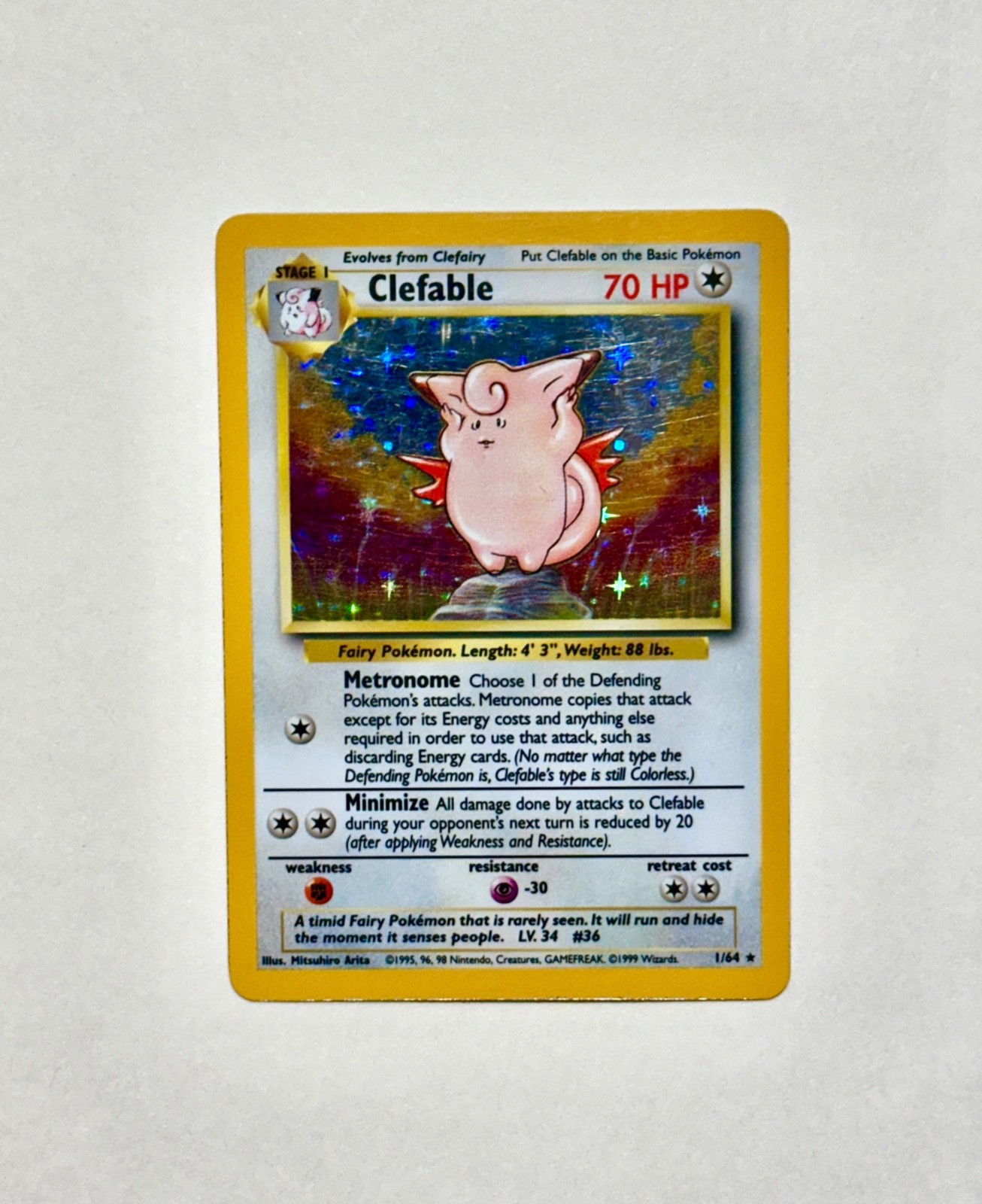 Clefable 01/64 Jungle Holo **RARE!** Vintage Pokemon Card – Never Played