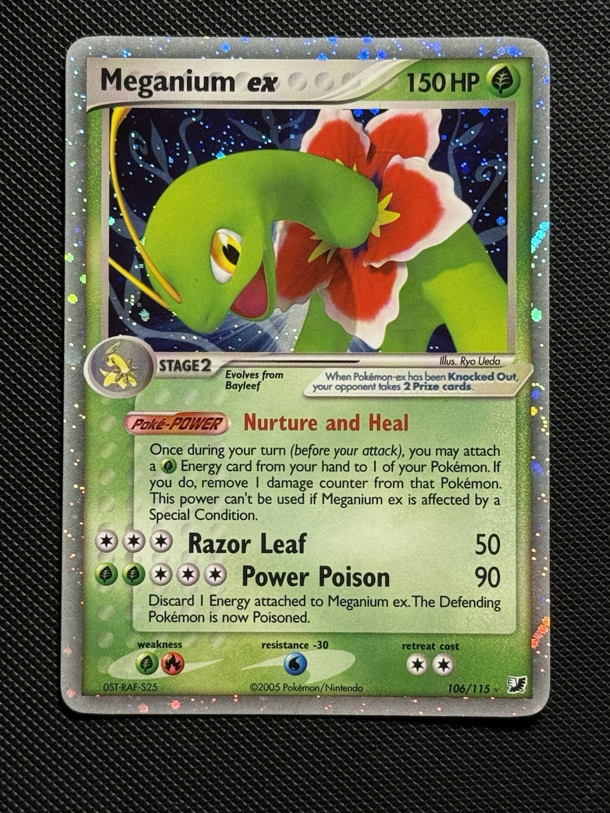 Pokémon Card 2005 Meganium EX Holo Unseen Forces 106/115 Ultra Rare Vintage