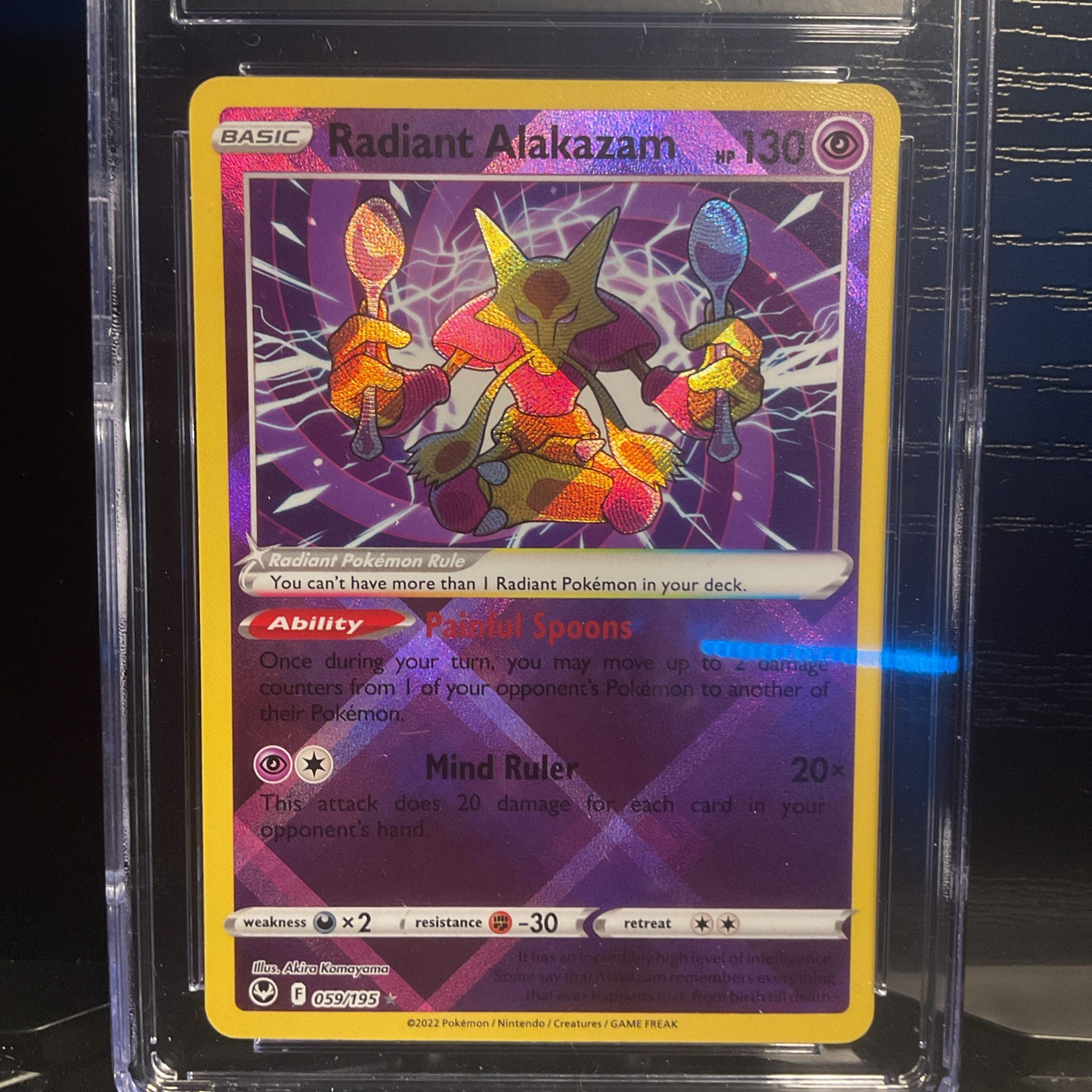 2022 Pokemon Silver Tempest RADIANT ALAKAZAM 059/195 CGC 10 Gem Mint