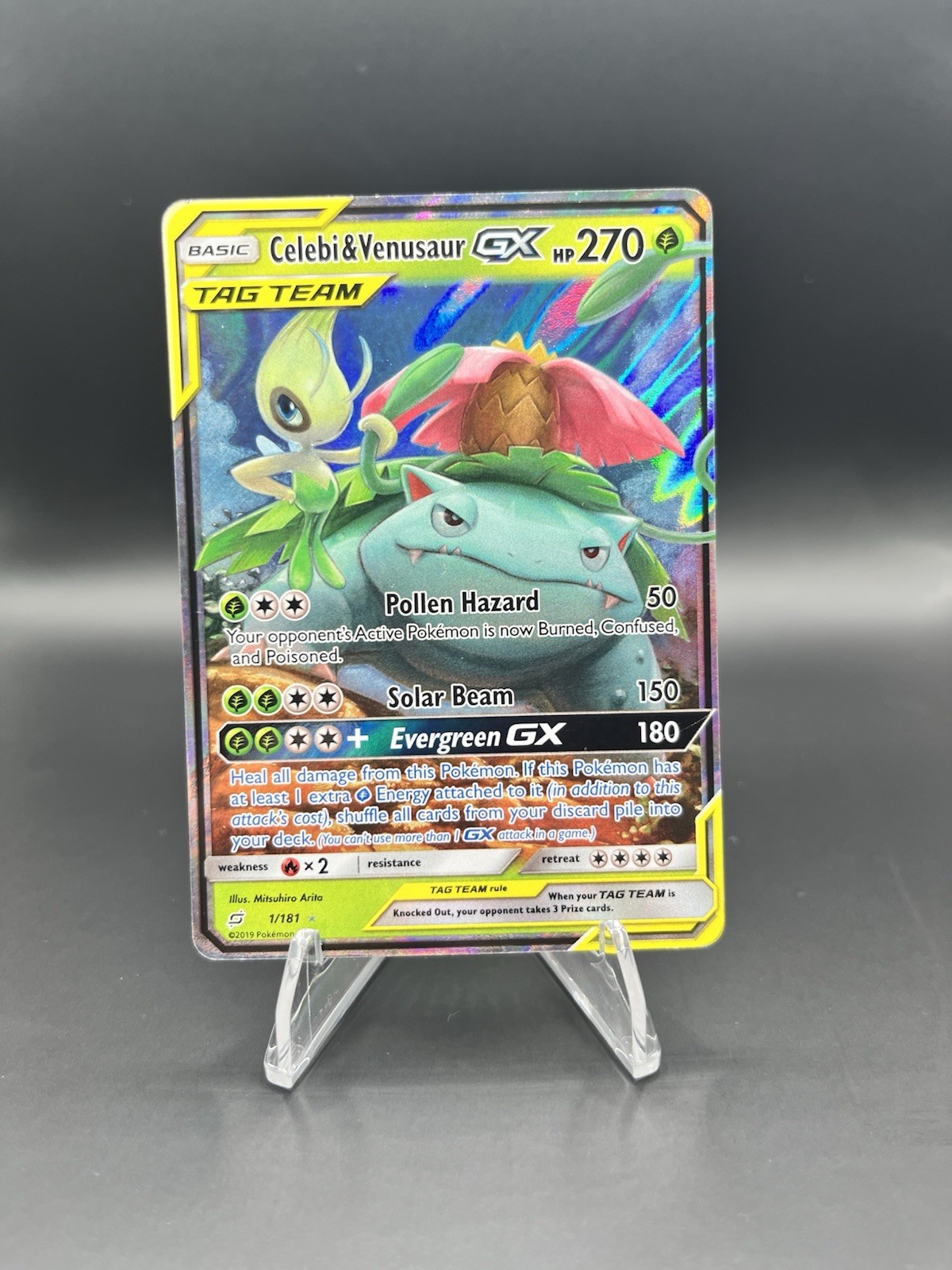 Pokemon Company Celebi & Venusaur GX TAG TEAM Holo 1/181 Team Up 270HP EN (MP)