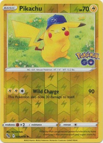 Pokemon Card – Pokemon GO 028/078 – PIKACHU (REVERSE holo-foil) – NM/Mint