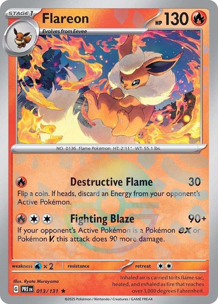 Flareon (Poke Ball Pattern) Holo 013/131 Prismatic Evolutions Ryota Murayama NM