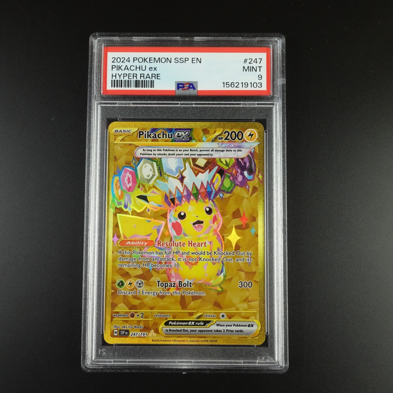 PSA 9 Pikachu ex 247/191 Pokemon Surging Sparks Full Art Holo Card